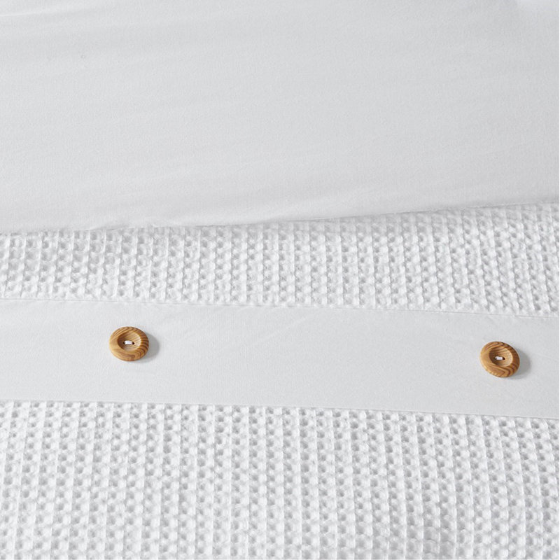 3 Piece Cotton Waffle Weave Comforter Set White