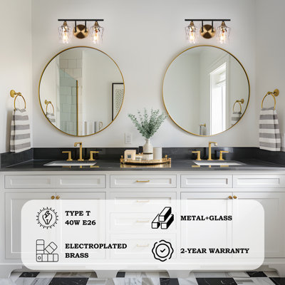  Balendran 2-Light Dimmable Vanity Light-Hammer Glass