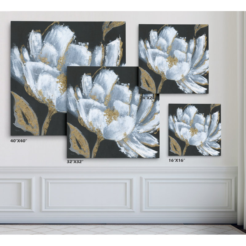 « minuit fleuri », reproduction de peinture à l’huile, Toile tendue, H 16 po x l 16 po x P 1,5 po