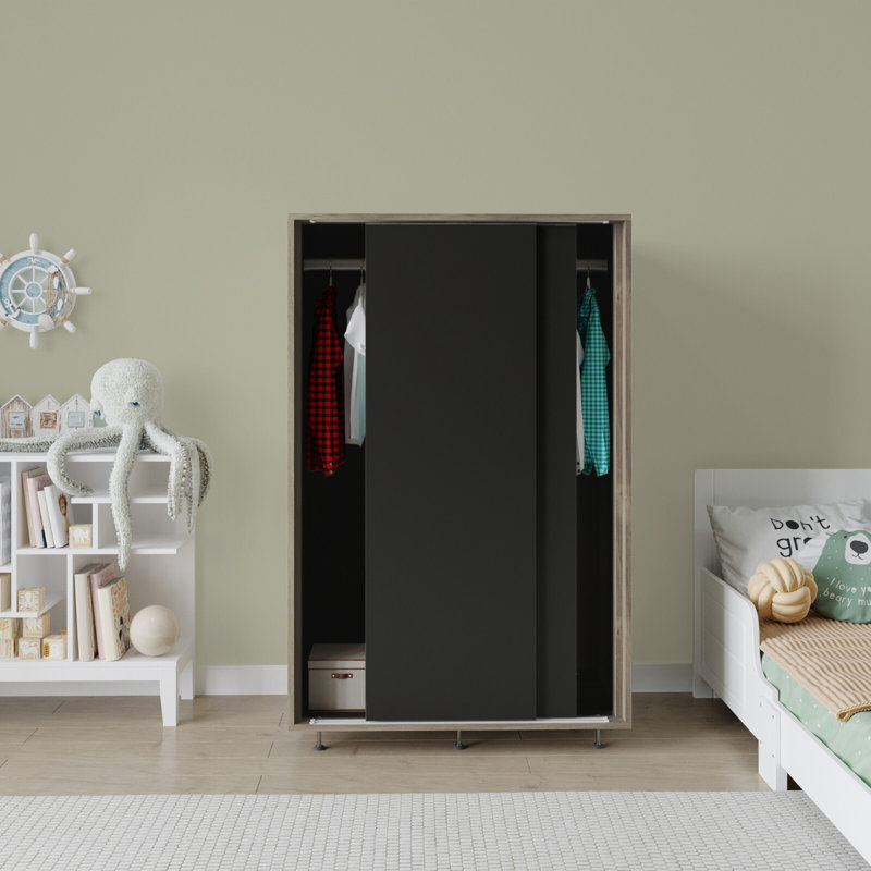 Engineered Wood Wardrobe, Oak/Black