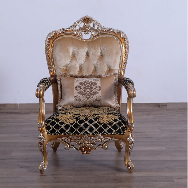 Fauteuil Saint Germain de 78,74 cm de large, Noir / or / brun pâle