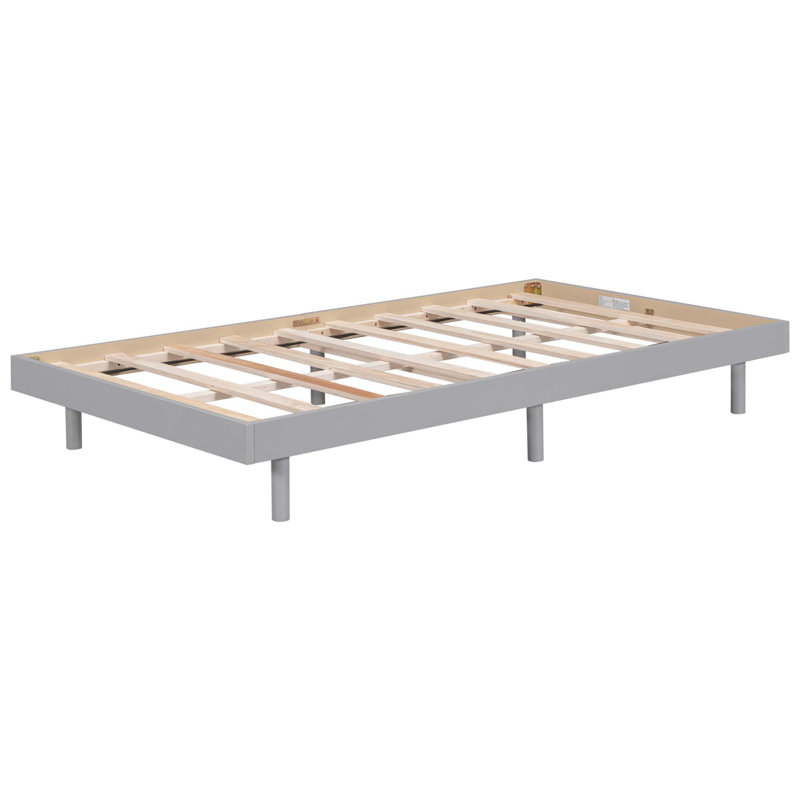 Lit plateforme Hanneli, Gris, Double