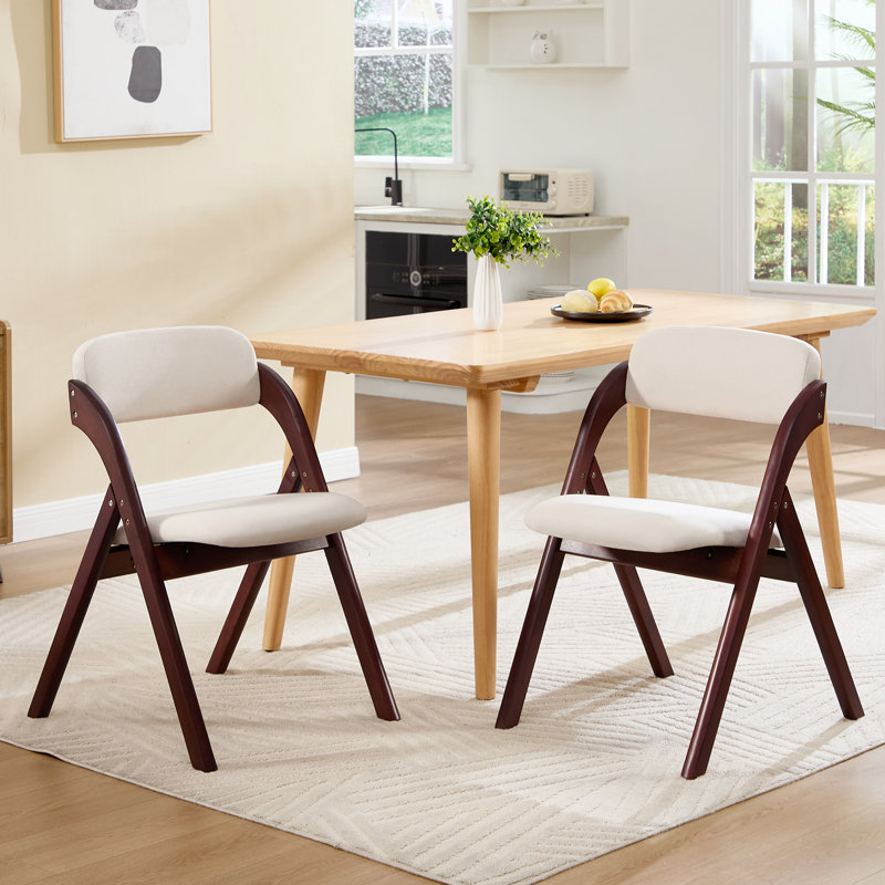 Chaise rembourrée empilable rembourrée et rembourrée, Beige / noyer