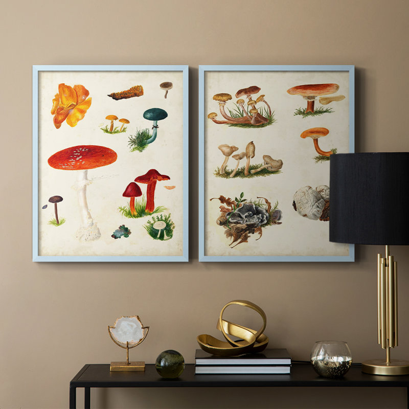Reproduction encadrée de qualité supérieure de la variété champignon vii - prêt à accrocher - pas de clous requis - pas de clous requis