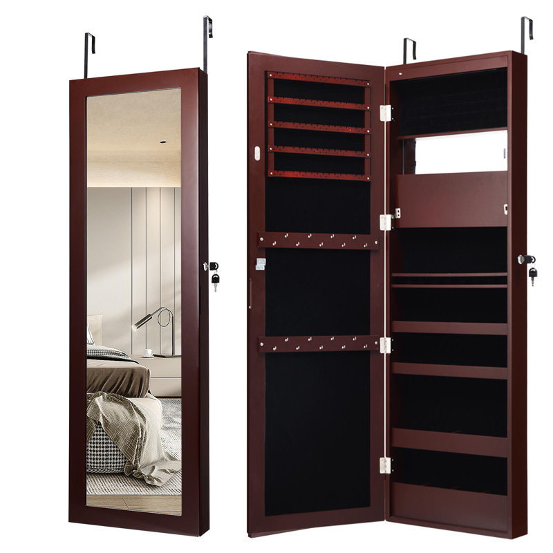 Armoire à bijoux avec miroir Mindarie, Brun