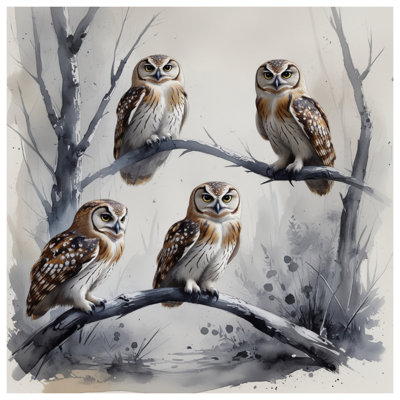 Coussins décoratifs Four Owls On Branch