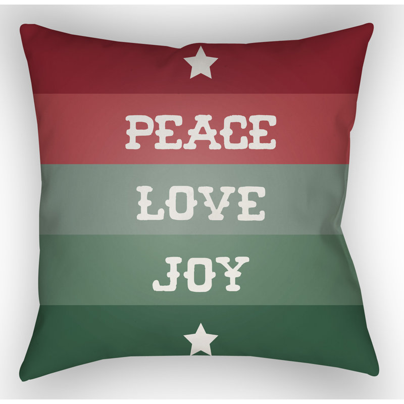 Stripe Indoor/Outdoor Throw Pillow, 18" H x 18" W x 4" D, Red / Green / White