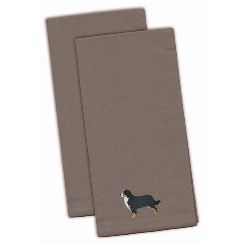 Serviette de cuisine à broderie bouvier bernois mountain dog, Gris, H 28 po x l 19 po x P 0,1 po