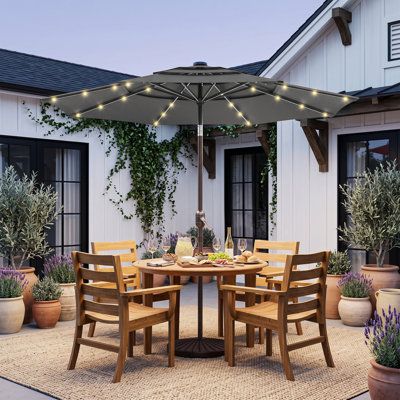 Améliorez votre espace extérieur: parasol de patio à 3 couches à DEL de 10 pi avec protection UV, inclinaison facile et résistance au vent