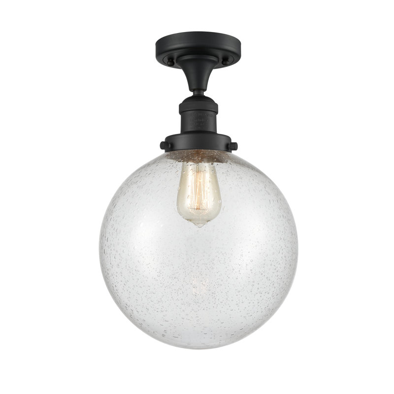 Clementina Glass Semi Flush Mount, No Bulb Included, Matte Black, Seedy