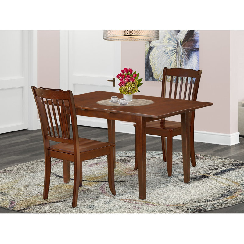 Kolton Extendable Solid Wood Dining Set, 3 Pieces: 1 Table, 2 Chairs, Wooden