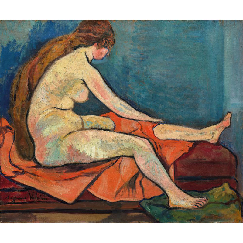 "Assis nu dans un profil" par Suzanne Valadon - Art mural sur toile tendue avec châssis, H 40 po x l 28 po