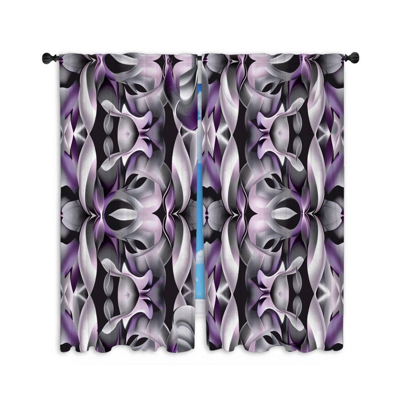 Illustration de rideaux de fenêtre à pétales stylisés - Motif fluide - 2 panneaux, L 40 po x L 84 po