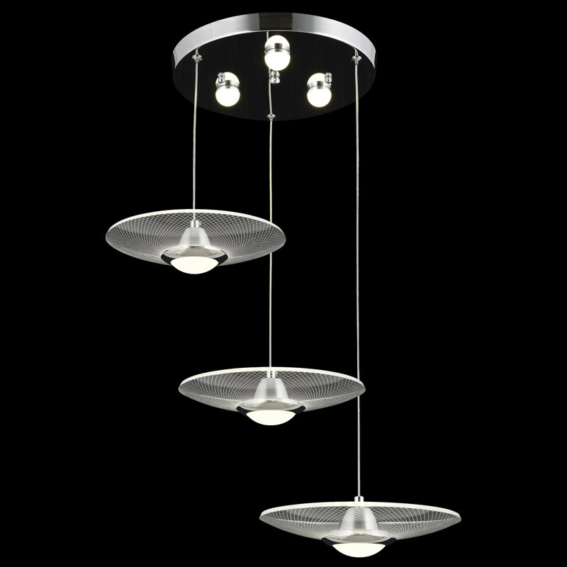 Luminaire suspendu géométrique à 3 lumières DEL