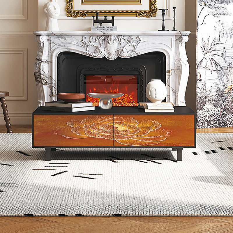 Table basse française avec rangement peint rétro, Noir