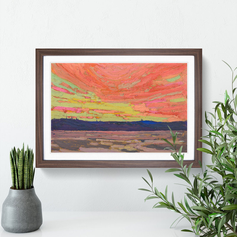 Sunset by Tom Thomson - Picture Frame Painting, 27cm H x 36cm W x 2cm D, Walnut Framed