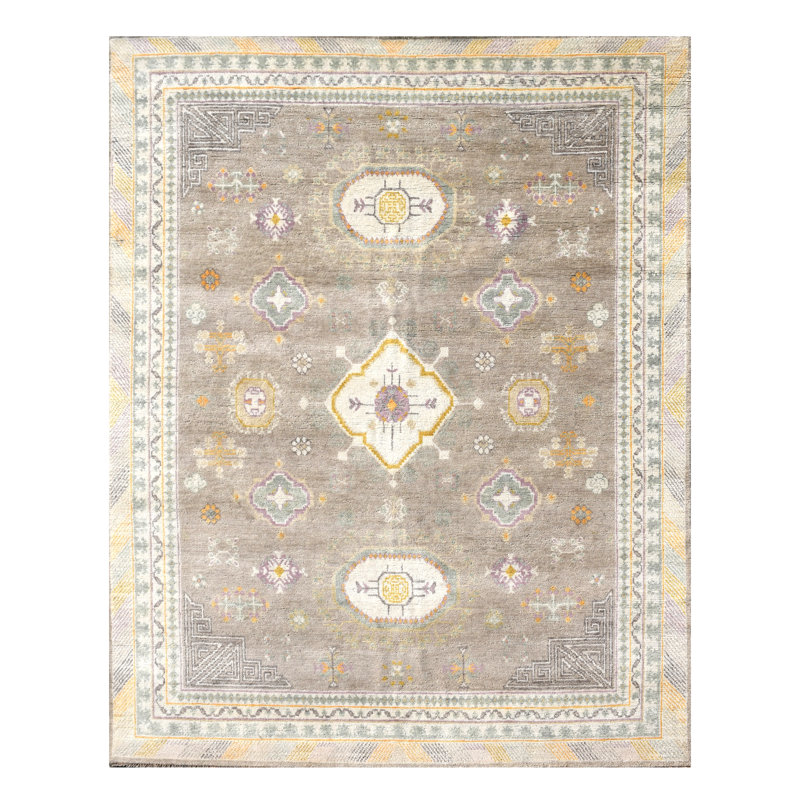 Tapis rectangulaire en laine noué à la main
