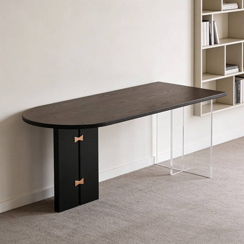 Bureau moderne en bois massif en acrylique, H 29,52 po x l 70,86 po x P 31,49 po