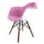 Chaise avec accoudoirs rembourrée en tissu de velours rose de style Mid-Century Hilderbrand
