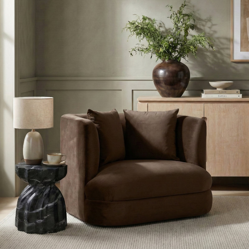 Ethalind Velvet Chair, Brown Velvet