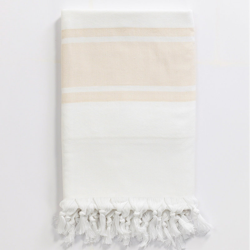 Wyman Beach Towel, Beige/White