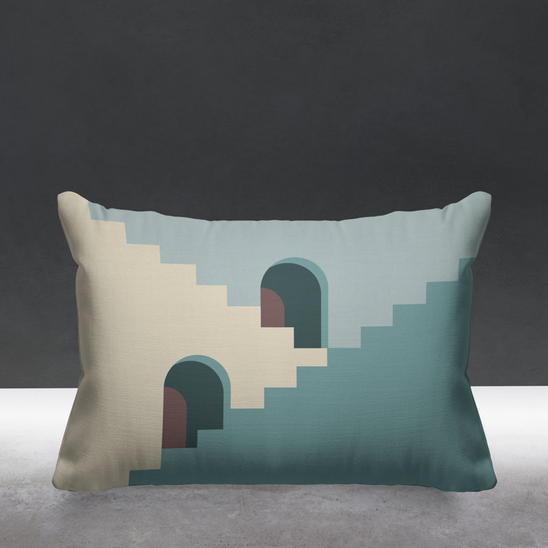 Coussin décoratif intérieur / extérieur Minimalist Architecture, Turquoise