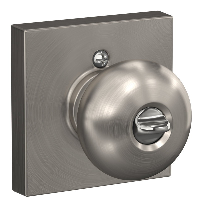 Plymouth Keyed Entry Knob with Collins Trim, Satin Nickel