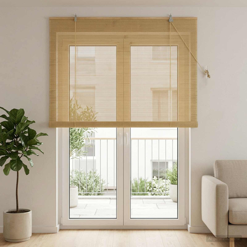 Bamboo Roller Blind, 40 cm W x 220 cm L