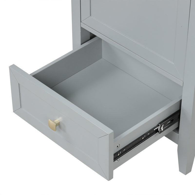 Meuble-lavabo moderne avec lavabo, support de rangement, tiroir et porte à fermeture douce, Gris