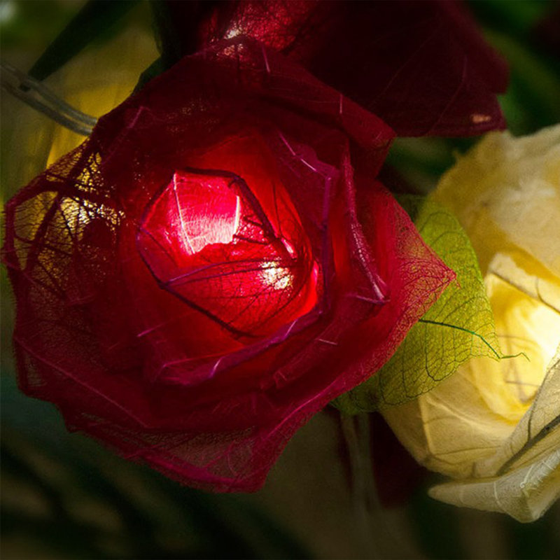 Dov LED Natural Leaf Rose String Light, 30 Lamps - 8 Metre Long