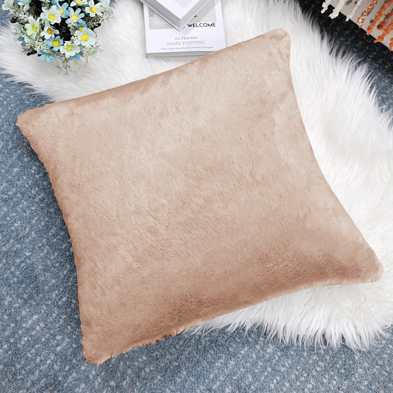 Moonlight Beige Faux Fur Square Pillow Covers Set
