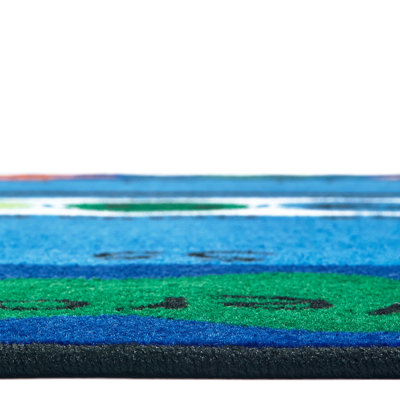 Paint By Numero Premium Tufted Blue/Red Area Classroom Seating Rug