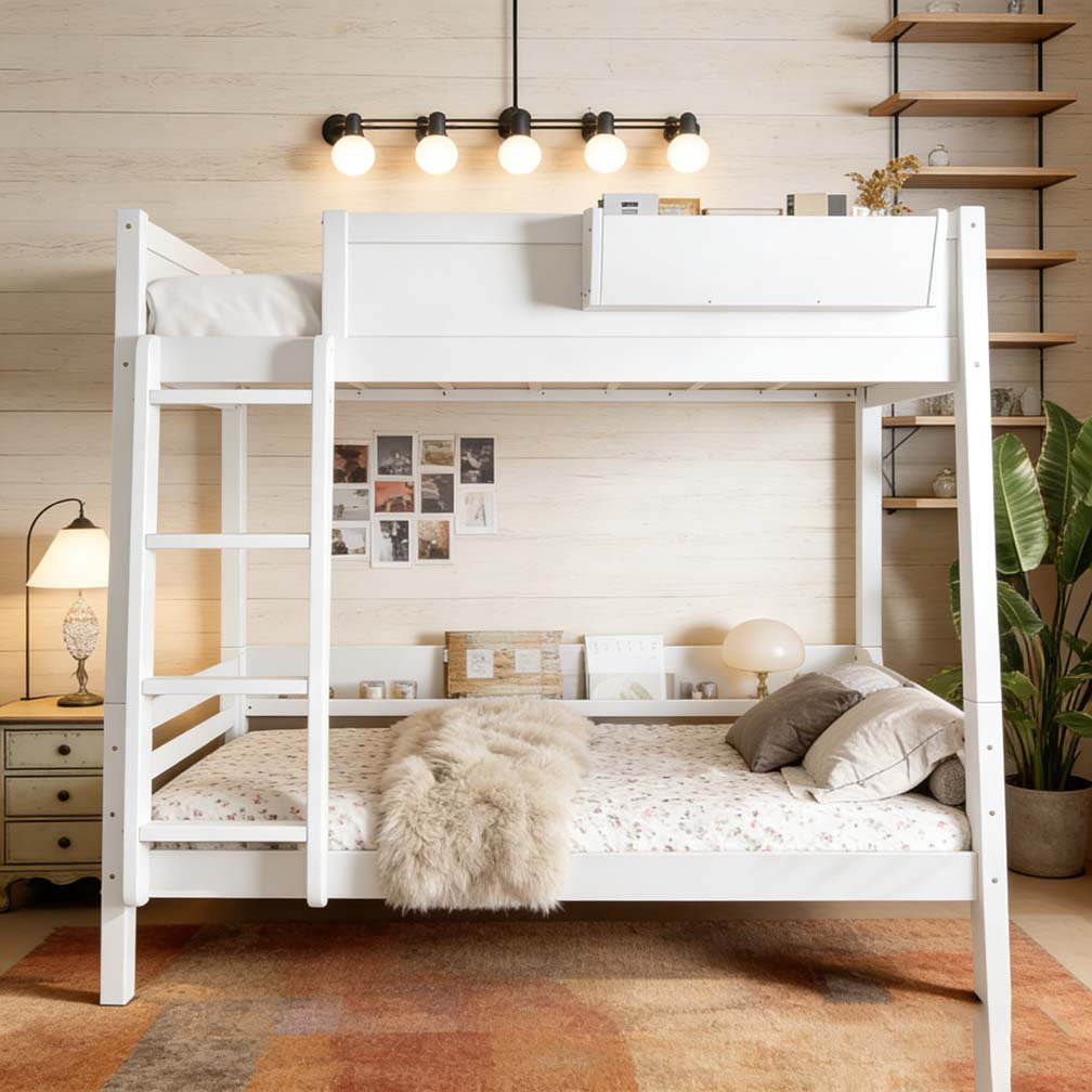 Red Barrel Studio® Bunk Bed With Storage Shelf and Bookshelf,Wood Bunk ...