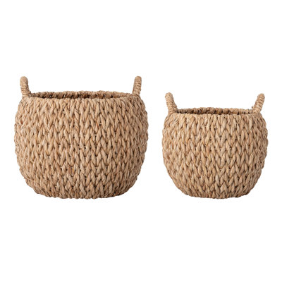 Paniers de rangement en jacinthe d'eau tissés à la main (ensemble de 2)