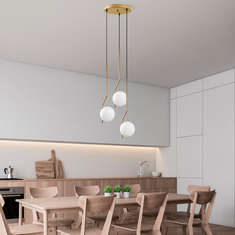 Elegant Gold Chandelier, Adjustable Height 25.6 - 43.3 Inches | Metal Body with 15 cm Cap Diameter, Base Plate Ø11.8 x 1.2 Inches | 3 x E14 Max 40W (Bulb Not Included) | Stylish Lighting for Living Room & Dining Areas