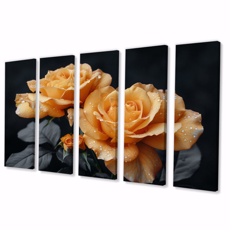 Ensemble de décorations murales roses et jaunes monochromes Bloom I - Roses, H 28 po x l 60 po