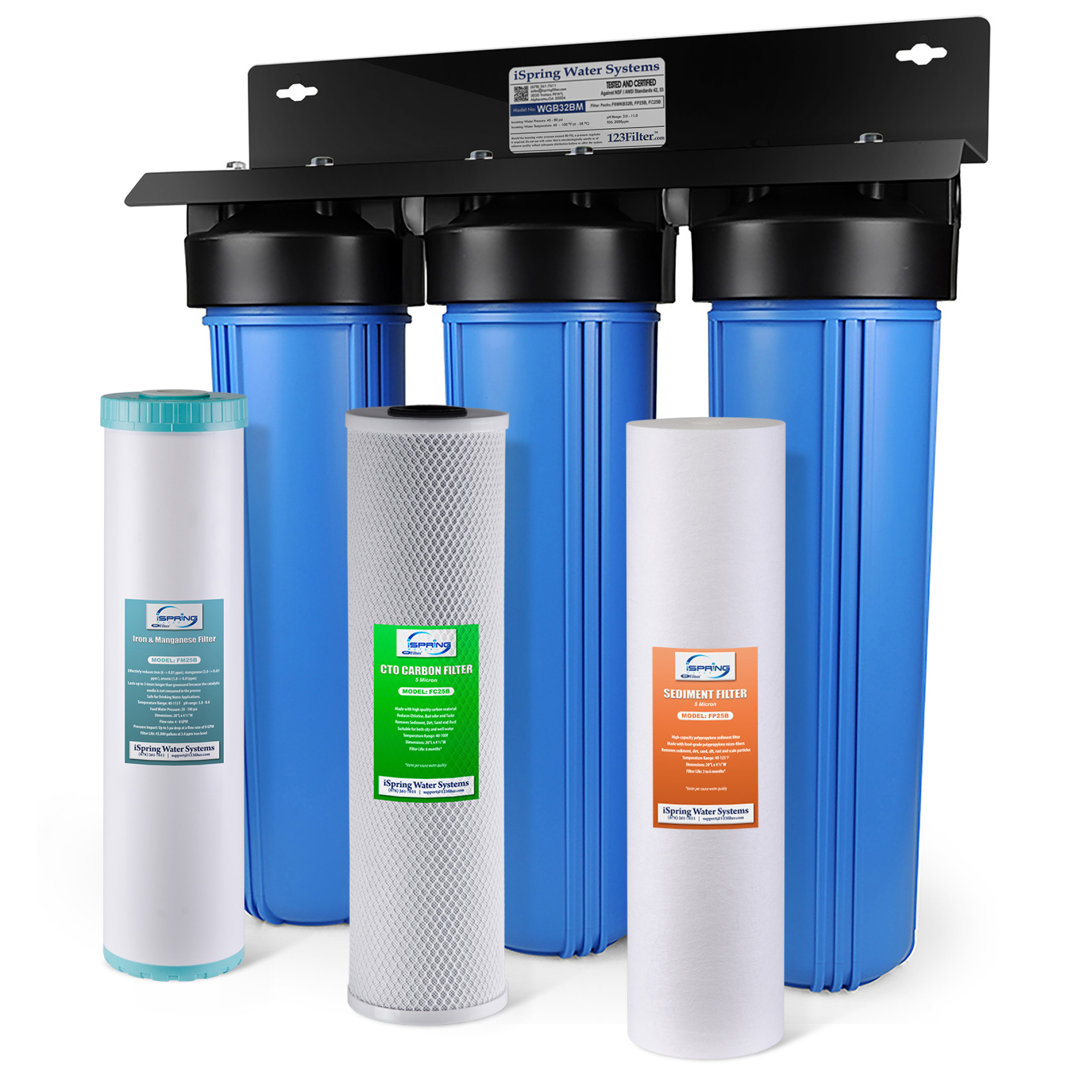 iSpring 3-Stage Whole House Filtration System With Sediment, Carbon & Iron/Manganese Filter iSpring Water Systems