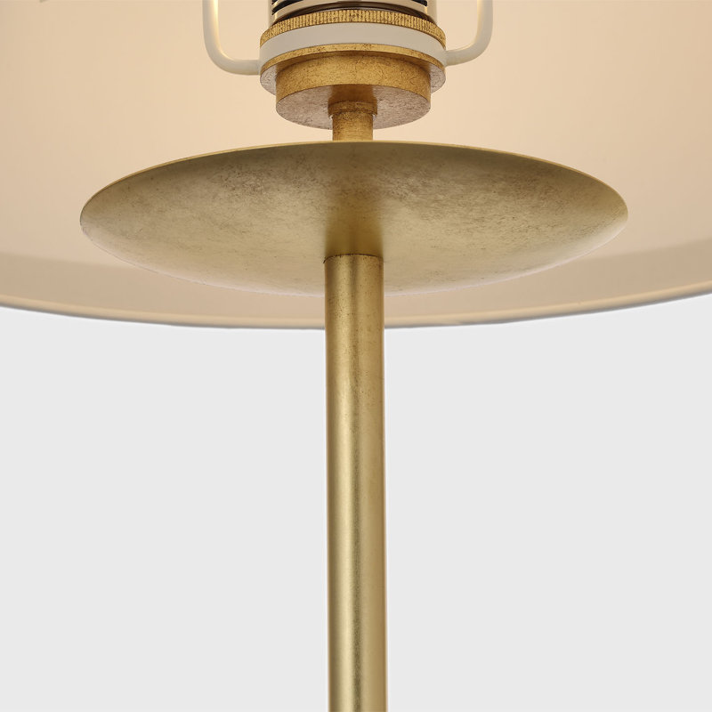 kate spade new york Walker 58" Cordless Floor Lamp with Linen Shade, Gild, White/Black