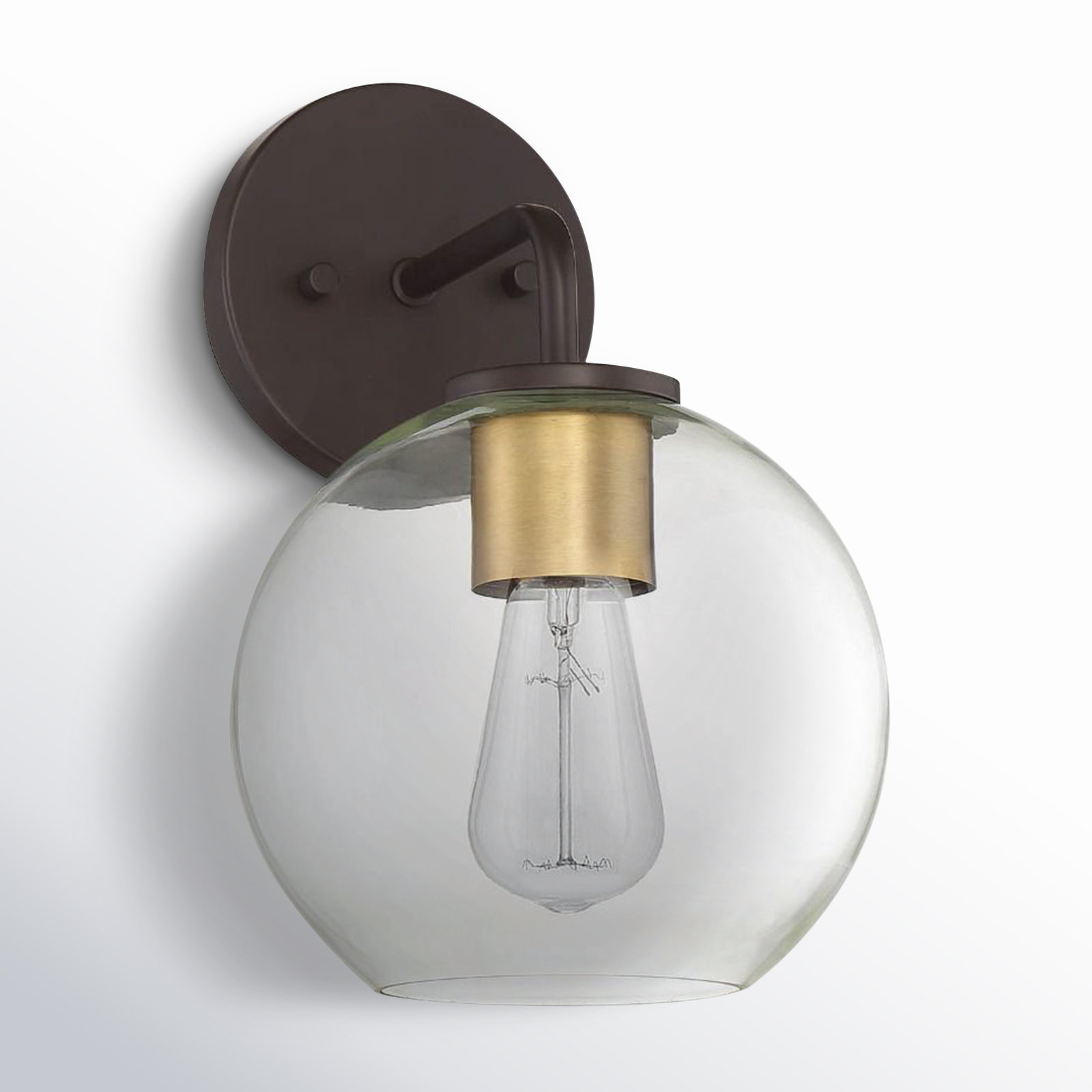 Boca Single Light Outdoor Wall Light, Oil Rubbed Bronze with Natural Brass