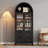 Tall Arched Top Cabinet Bookcase with Glass Doors and Drawers for Kitchen, Workspace-343128346