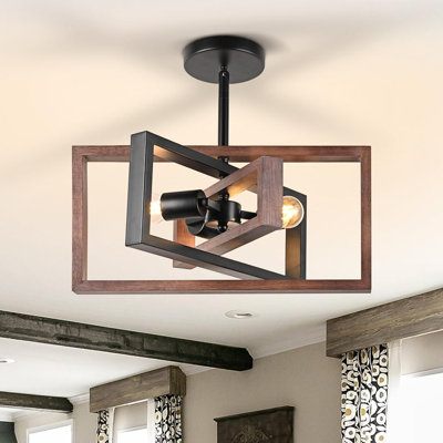 Plafonnier encastré rustique à 3 lumières Huismier