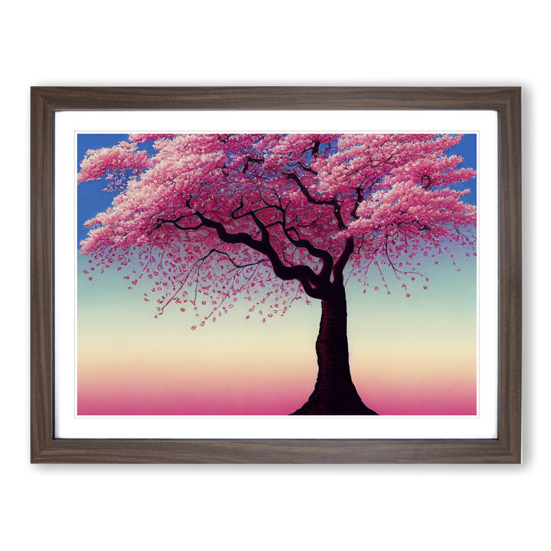 XH1022-9708X Vivid Cherry Blossom Tree - Single Picture Frame Print, 46cm H x 64cm W, Walnut
