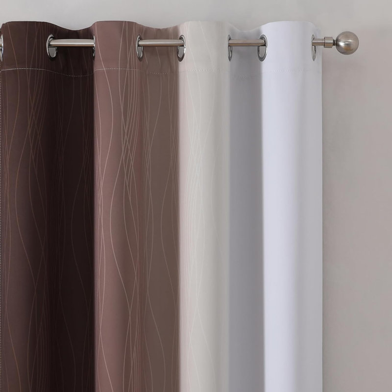 Blackout Curtain Pair, Brown/Greyish White