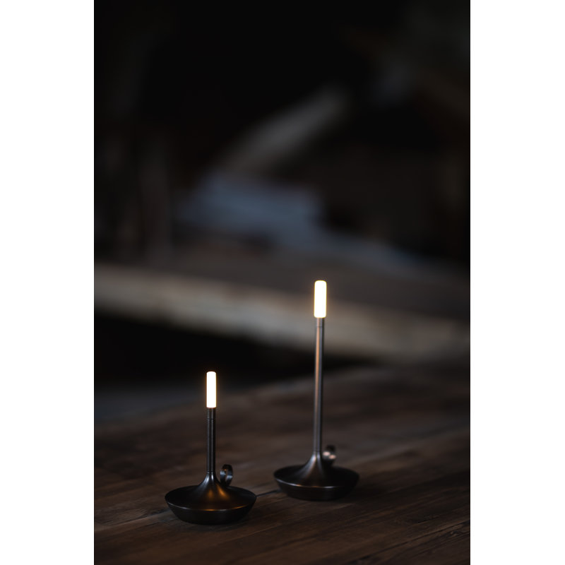 Candle-Inspired Portable Rechargeable Lamp - Wick, 10.2" H x 4.7" W x 4.7" D, Graphite