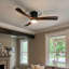Ventilateur de plafond encastré Mid-Century moderne avec lumière et télécommande, 3 pales en bois de sycomore massif à profil bas pour chambre à coucher