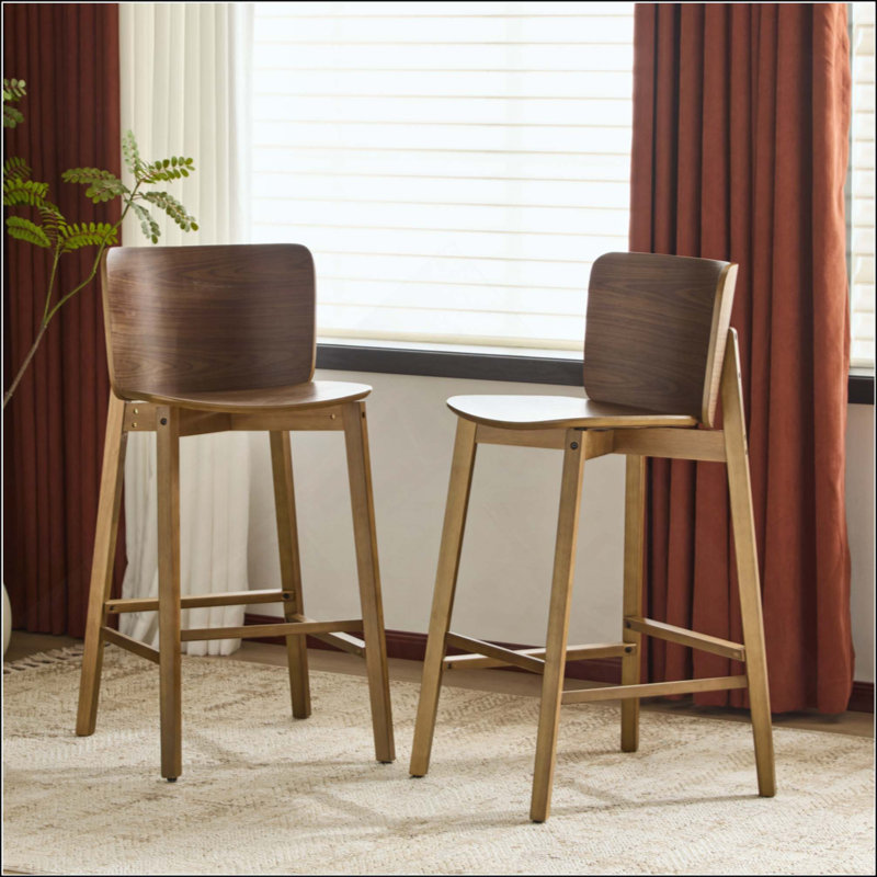Tabouret de bar d'intérieur en bois, fini, ensemble de 2