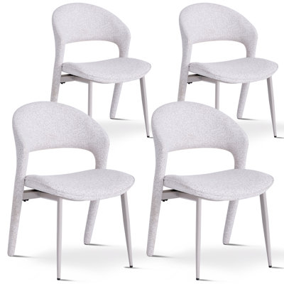 Ensemble de chaises de salle à manger, chaise de cuisine rembourrée en lin moderne [dossier découpé] pour la salle à manger salon salon chambre à coucher