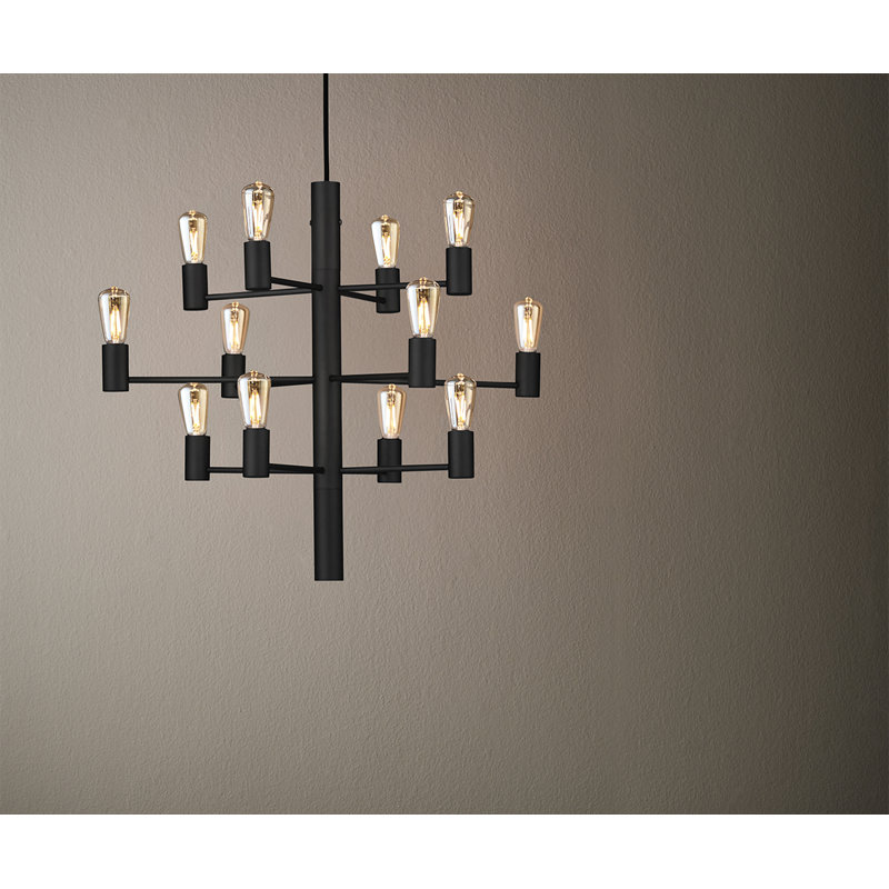 Manola 12 - Light Candle Style Chandelier, Black