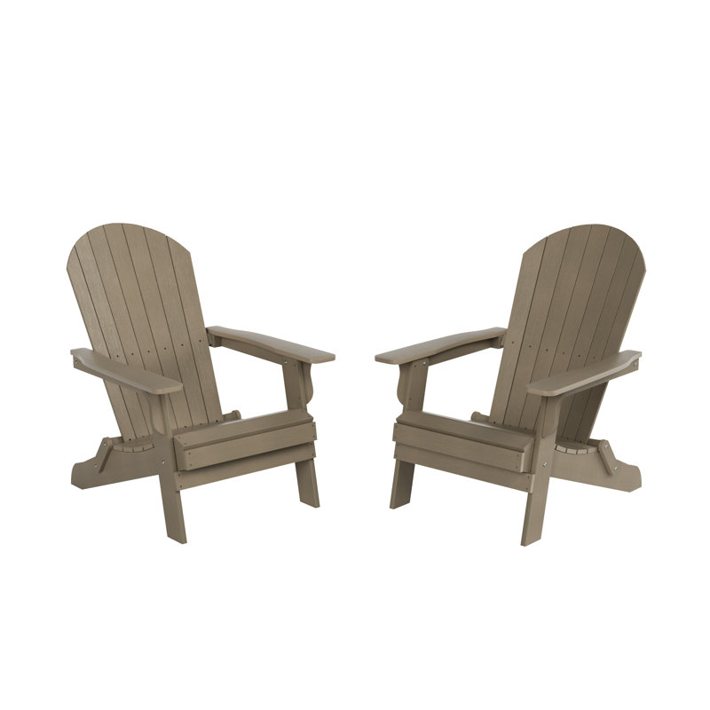Arrlo Foldable Outdoor Adirondack Set, Taupe