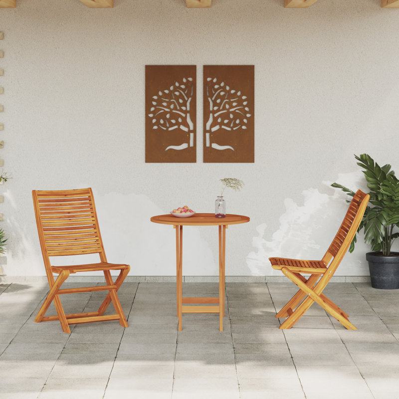 2 - Person Wood Patio Dining Set with